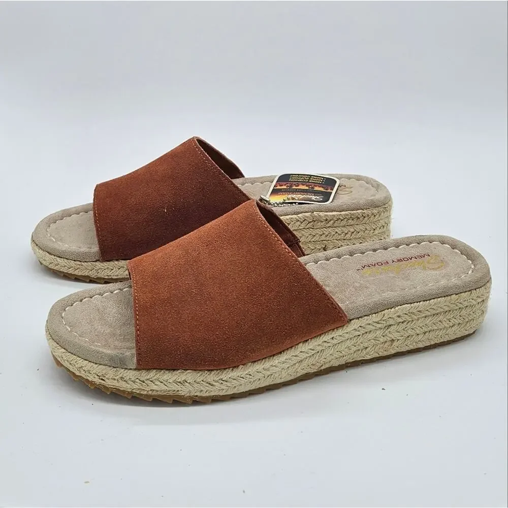 Skechers Women's Rust Suede Espadrille Slide Sandals